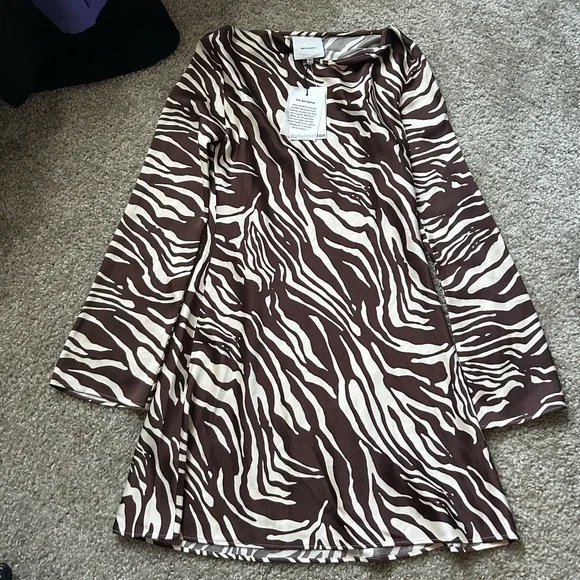 Reformation Pike Zebra Print Silk Mini Dress - Picture 2 of 5